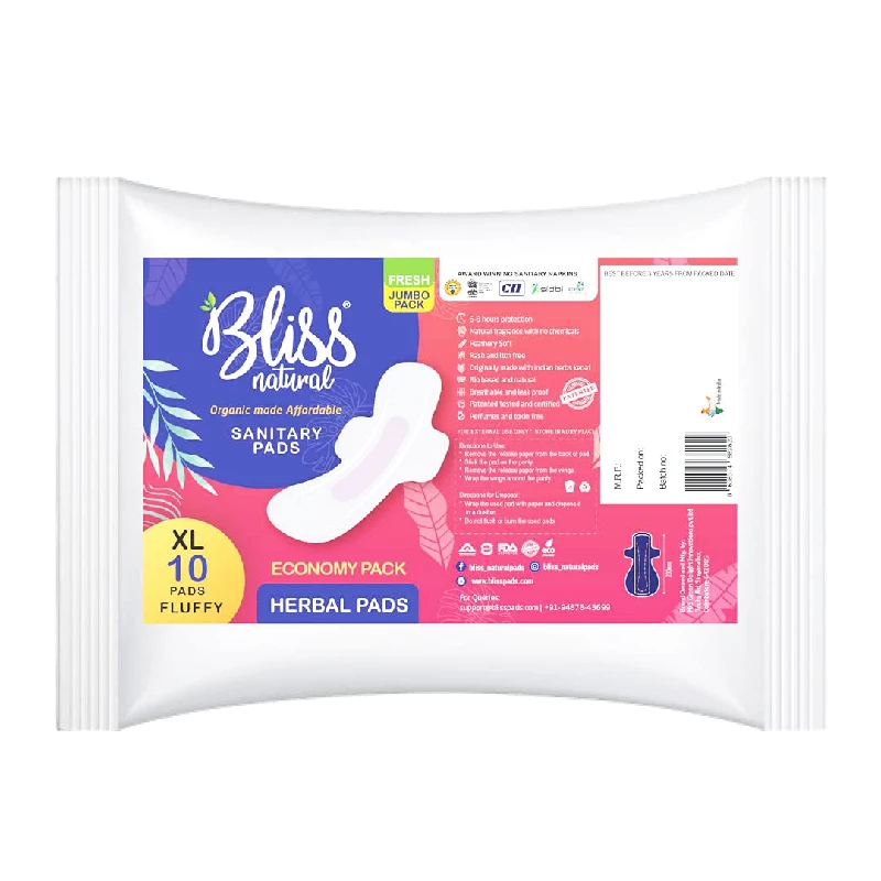 Bliss Natural Organic Sanitary Pads, 10 Pads-1.webp